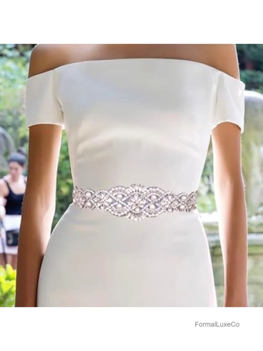 Handmade Beaded Pearl Crystal Sash Rhinestone Belt for Wedding Formal Evening